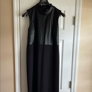 Express Faux Leather Two Tone Mock Neck Dress